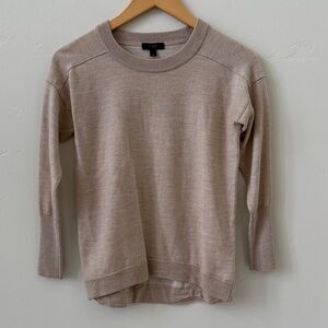 J. Crew Merino Wool + Cotton Knit Sweater, Neutral Crew Neck, Women’s Size XS
